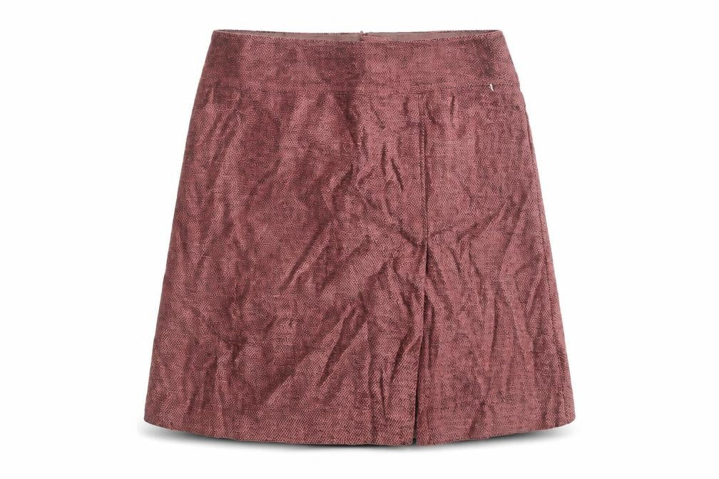 Front view of St Michael women’s pink wool a-line skirt, size UK 12, zip