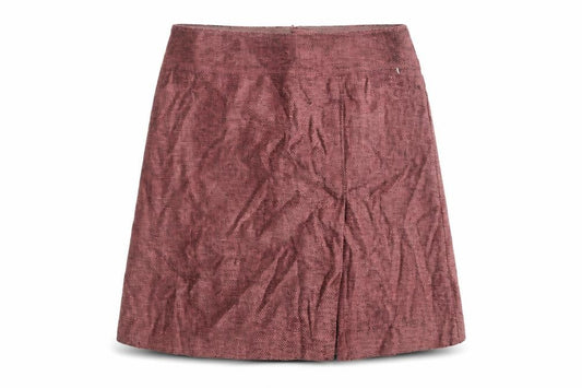 Front view of St Michael women’s pink wool a-line skirt, size UK 12, zip