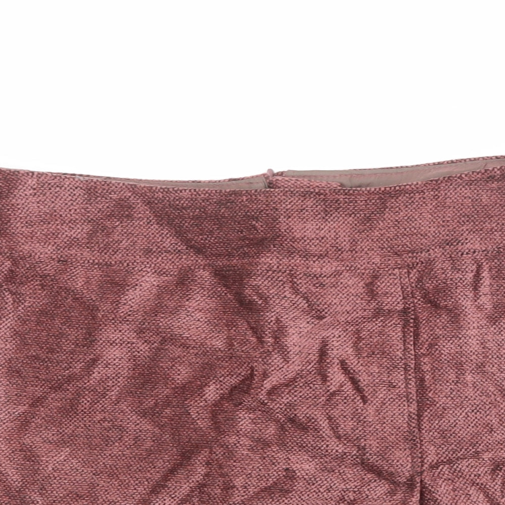 St Michael Womens Pink Wool A-Line Skirt Size 12 Zip