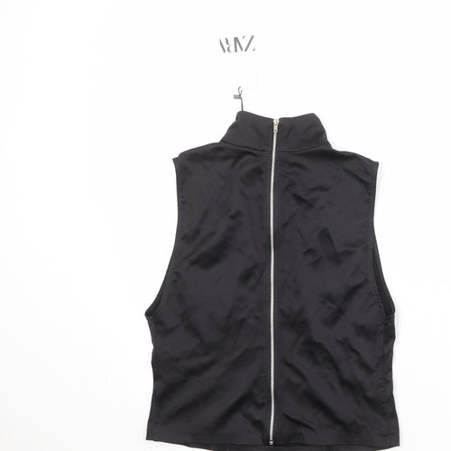 Zara Womens Black Viscose Basic Tank Size M Mock Neck