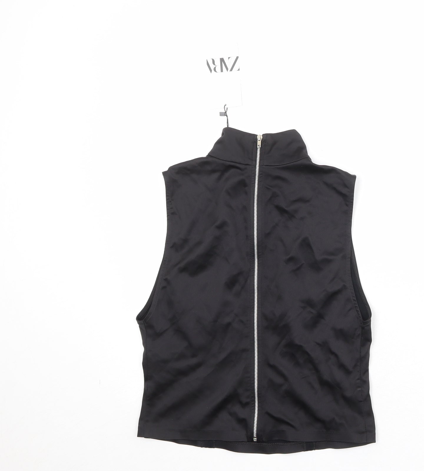 Zara Womens Black Viscose Basic Tank Size M Mock Neck