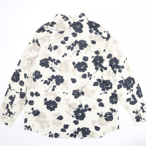 Autograph Mens Beige Floral Viscose Button-Up Size 3XL Collared Button