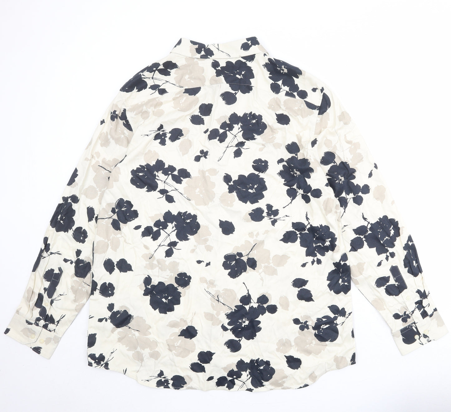 Autograph Mens Beige Floral Viscose Button-Up Size 3XL Collared Button