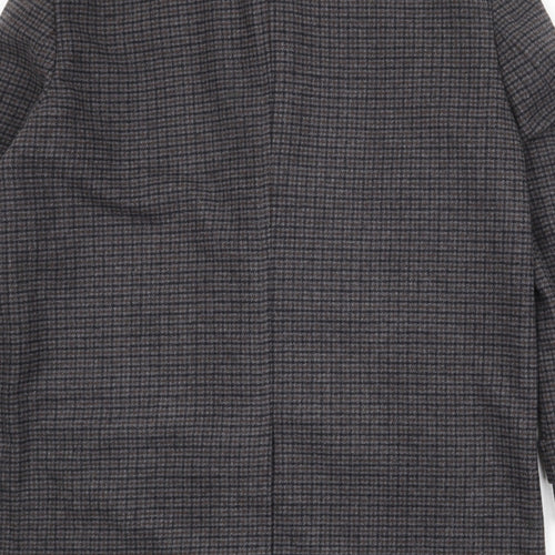 Marks and Spencer Mens Black Geometric Overcoat Coat Size M Button