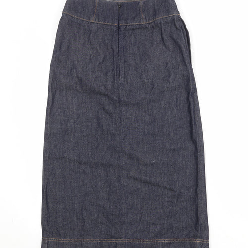 Autograph Womens Blue Cotton Wrap Skirt Size 6 Zip