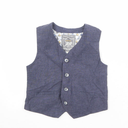 Monsoon Boys Blue Jacket Waistcoat Size 5 Years Button