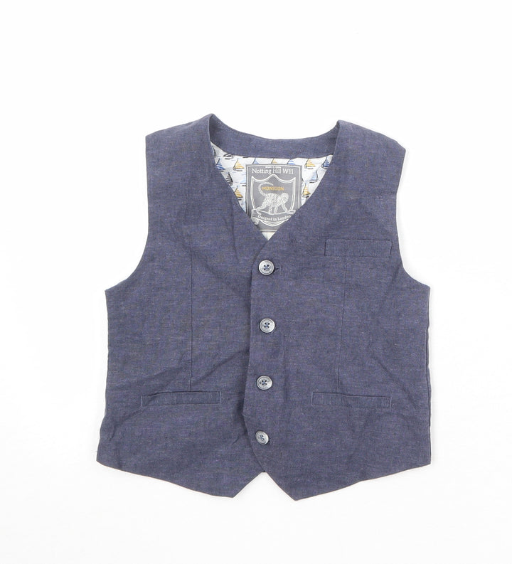 Monsoon Boys Blue Jacket Waistcoat Size 5 Years Button