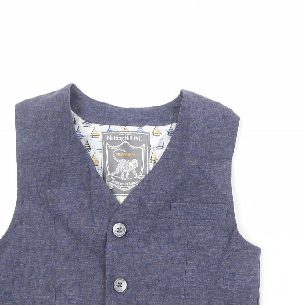 Monsoon Boys Blue Jacket Waistcoat Size 5 Years Button