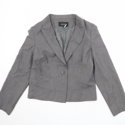 Jaeger Womens Grey Viscose Jacket Blazer Size 12