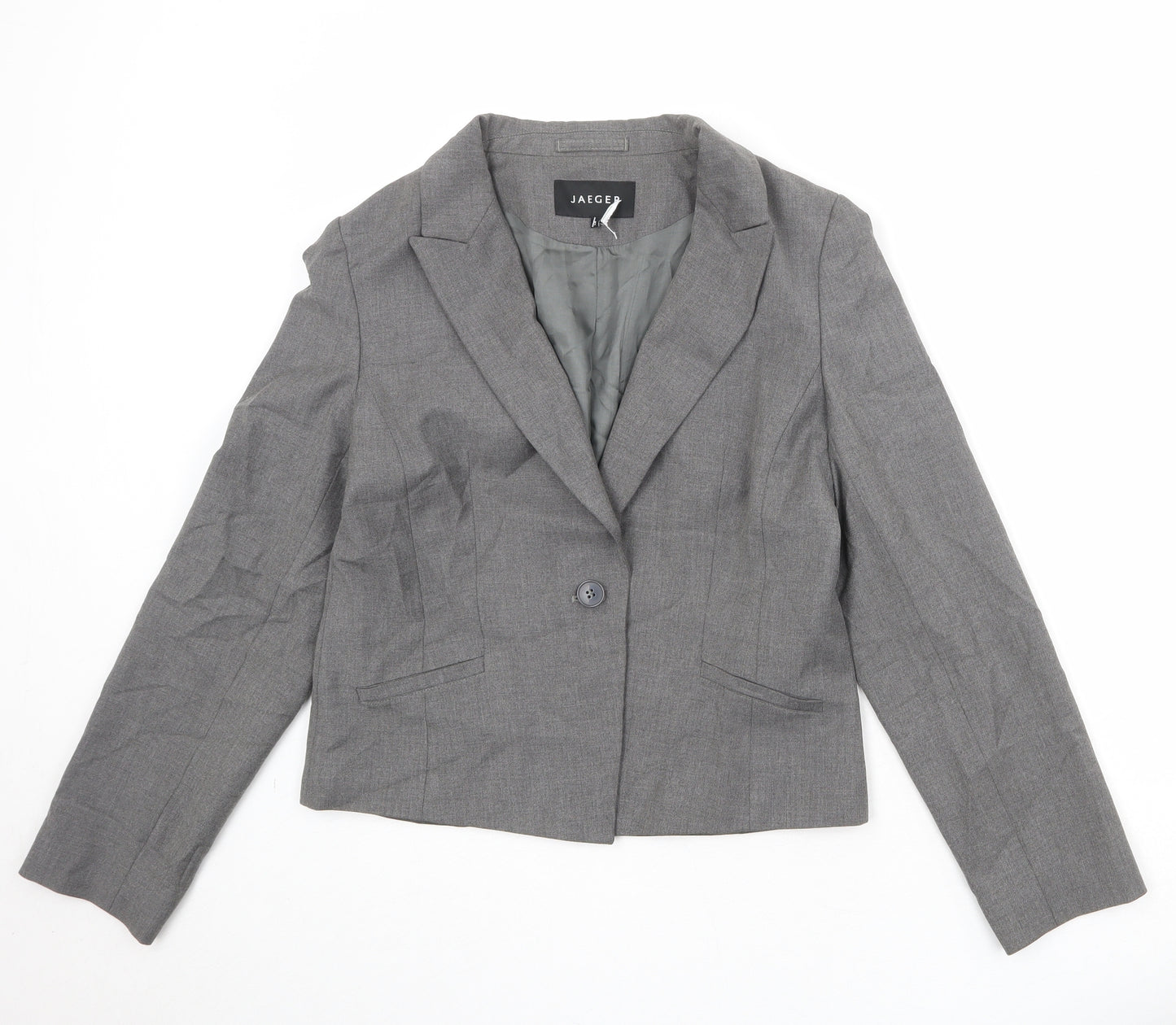 Jaeger Womens Grey Viscose Jacket Blazer Size 12