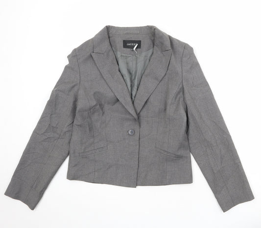 Jaeger Womens Grey Viscose Jacket Blazer Size 12