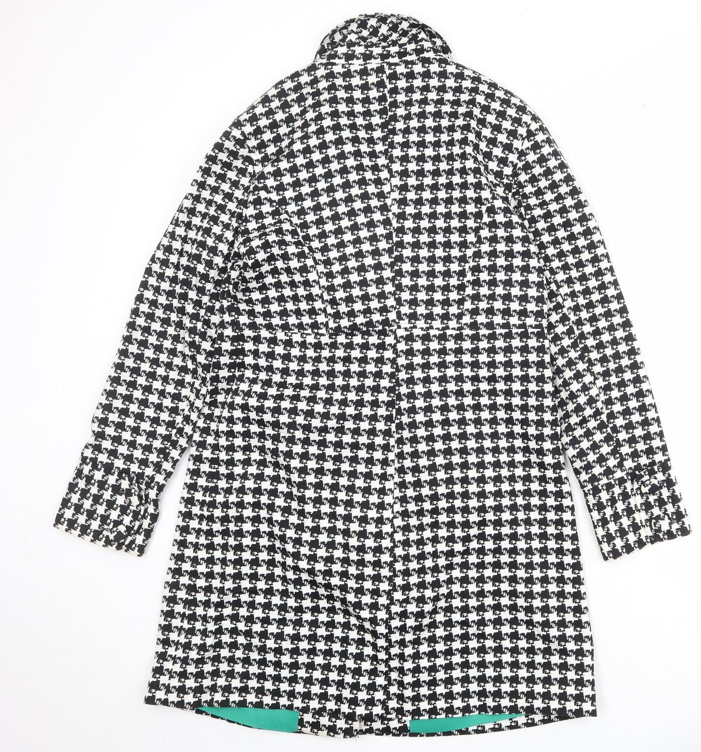 Red Herring Womens Black Geometric Overcoat Coat Size 14 Button