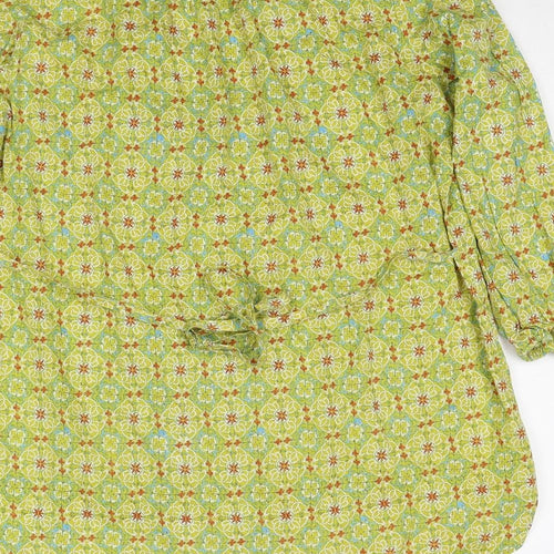 Thought Womens Green Geometric Cotton Basic Button-Up Size 16 V-Neck