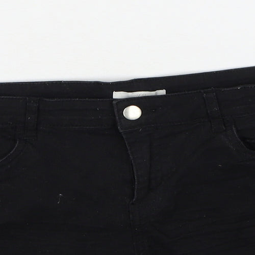 H&M Womens Black Cotton Hot Pants Shorts Size 10 Regular Zip