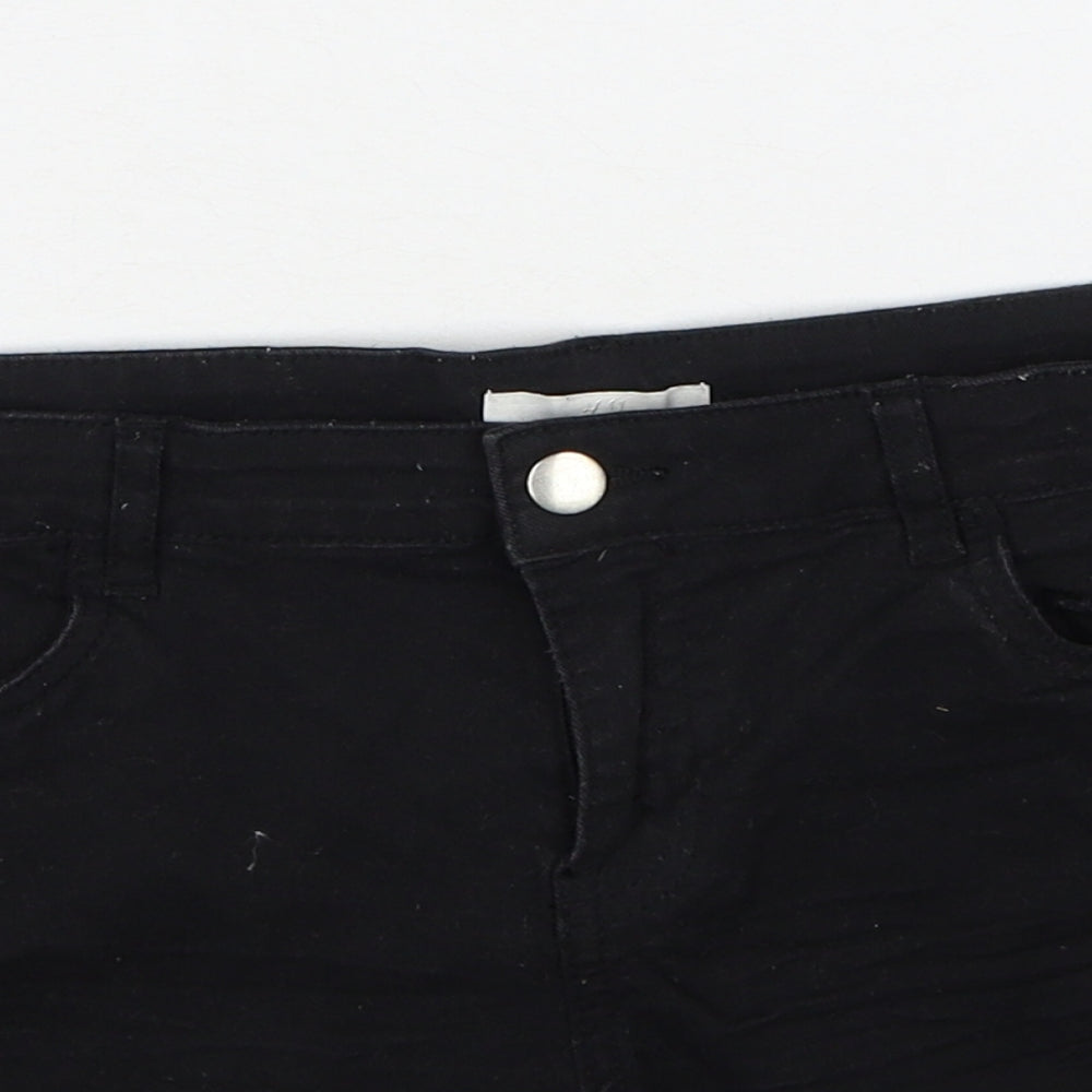 H&M Womens Black Cotton Hot Pants Shorts Size 10 Regular Zip