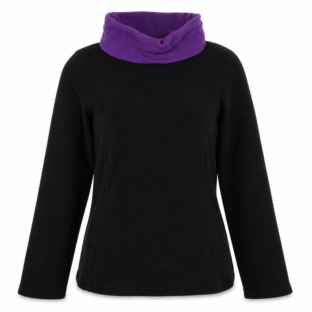Front view of Decathlon women’s black colourblock polyester pullover sweatshirt, size XS, pullover
