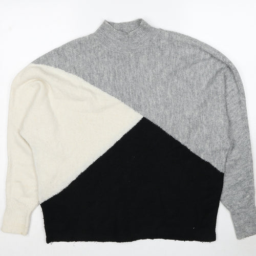 Dorothy Perkins Womens Multicoloured Mock Neck Geometric Acrylic Pullover Jumper Size 12