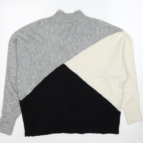 Dorothy Perkins Womens Multicoloured Mock Neck Geometric Acrylic Pullover Jumper Size 12