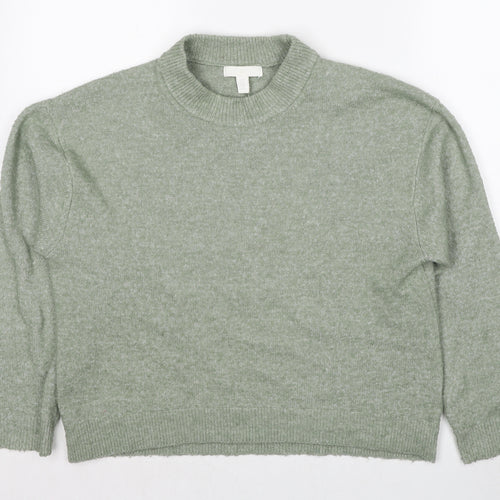 H&M Womens Green High Neck Polyester Pullover Jumper Size XS