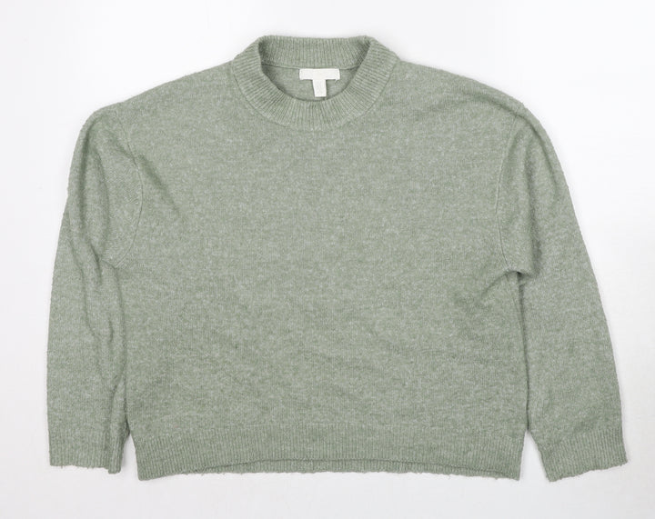 H&M Womens Green High Neck Polyester Pullover Jumper Size XS