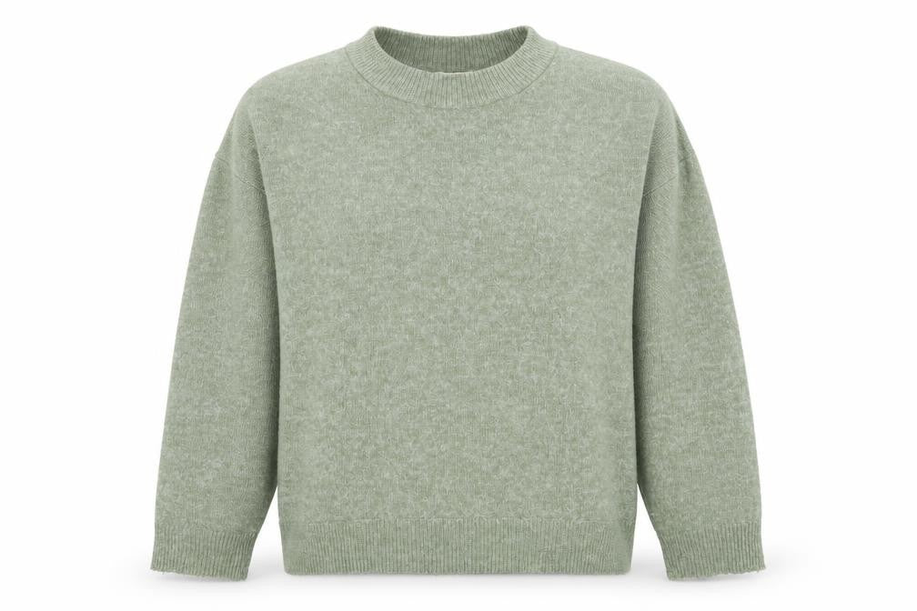 Front view of H&M women’s green high neck polyester jumper, size XS