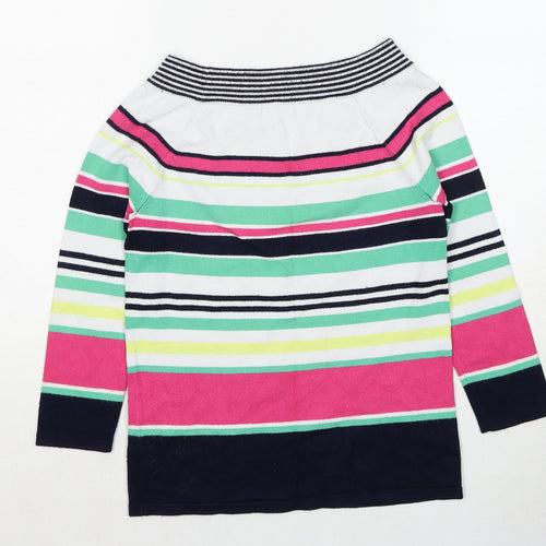 Marks and Spencer Womens Multicoloured Boat Neck Striped Viscose Pullover Jumper Size 8