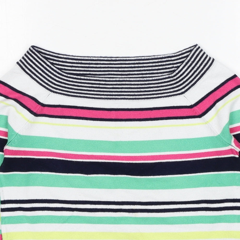 Marks and Spencer Womens Multicoloured Boat Neck Striped Viscose Pullover Jumper Size 8
