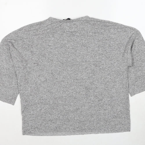 Zara Womens Grey Round Neck Viscose Pullover Jumper Size S