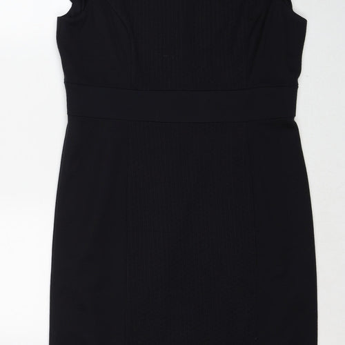 Per Una Womens Black Polyester Shift Size 16 Round Neck Zip
