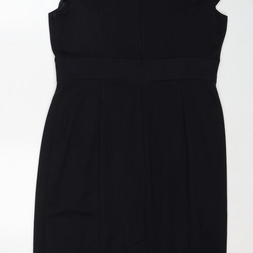 Per Una Womens Black Polyester Shift Size 16 Round Neck Zip