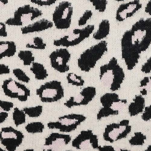 New Look Womens Multicoloured Round Neck Animal Print Acrylic Pullover Jumper Size S - Leopard Pattern
