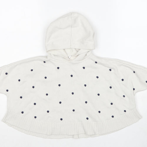 Gap Girls Ivory Round Neck Polka Dot Cotton Pullover Jumper Size 3 Years Pullover
