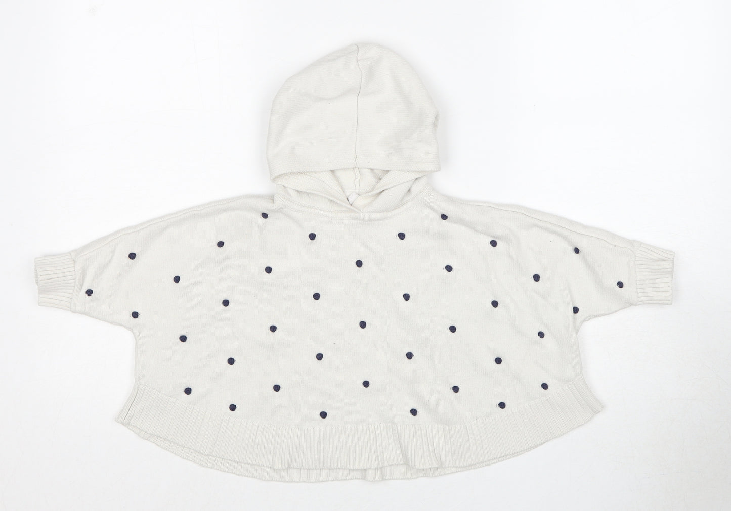 Gap Girls Ivory Round Neck Polka Dot Cotton Pullover Jumper Size 3 Years Pullover