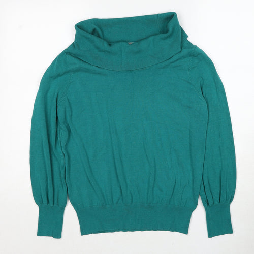 Marks and Spencer Womens Blue Roll Neck Viscose Pullover Jumper Size 16