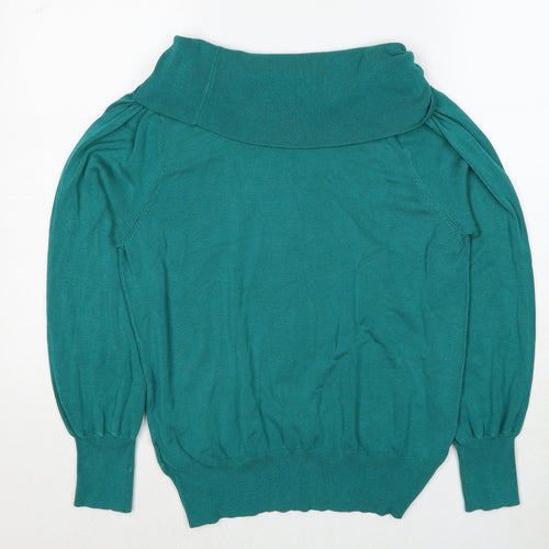 Marks and Spencer Womens Blue Roll Neck Viscose Pullover Jumper Size 16