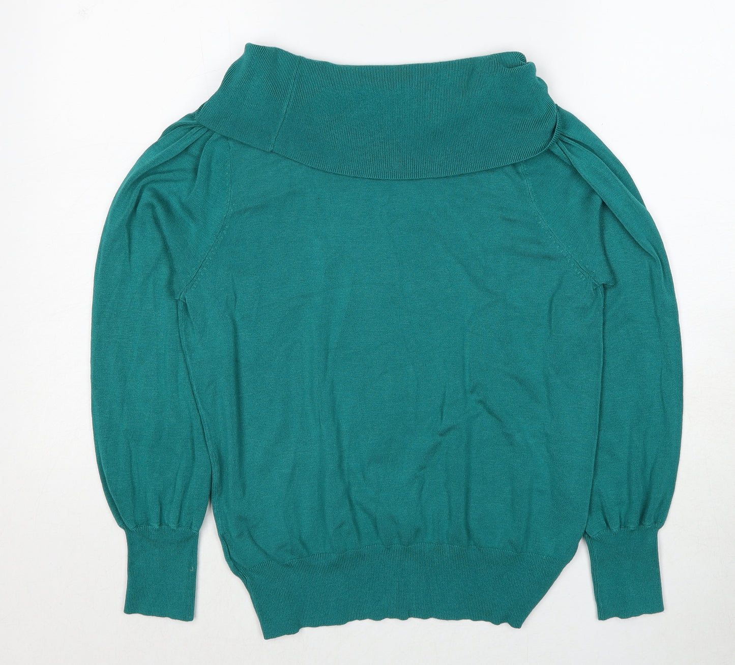 Marks and Spencer Womens Blue Roll Neck Viscose Pullover Jumper Size 16