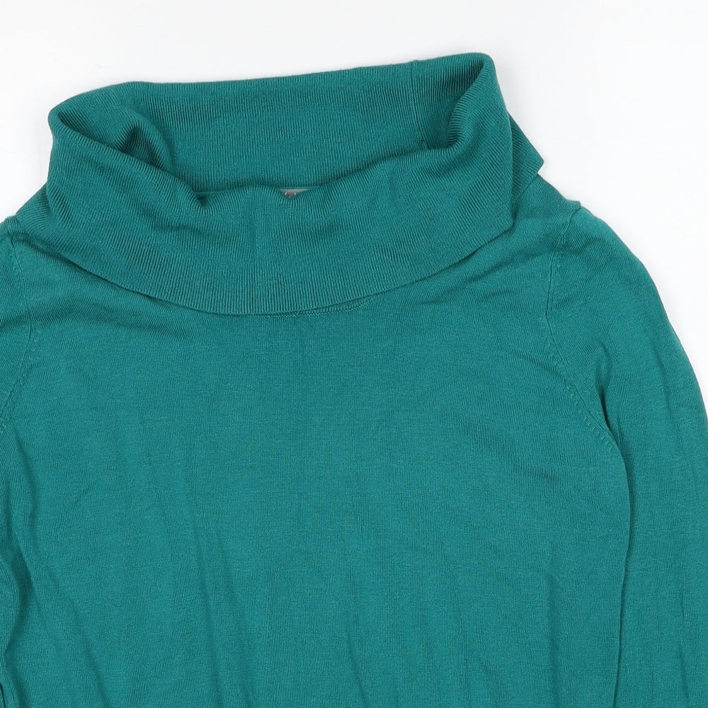 Marks and Spencer Womens Blue Roll Neck Viscose Pullover Jumper Size 16