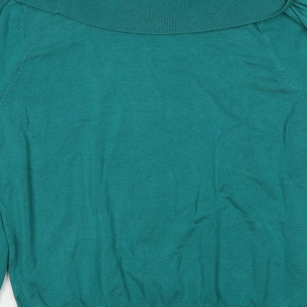 Marks and Spencer Womens Blue Roll Neck Viscose Pullover Jumper Size 16
