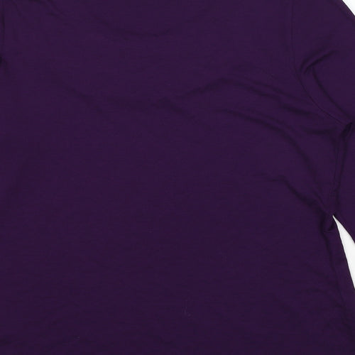 Two Tone Womens Purple Viscose Basic Blouse Size 14 Boat Neck - Embroidered Neckline