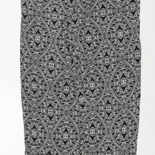 New Look Womens Black Geometric Polyester Trousers Size 10 Regular Drawstring