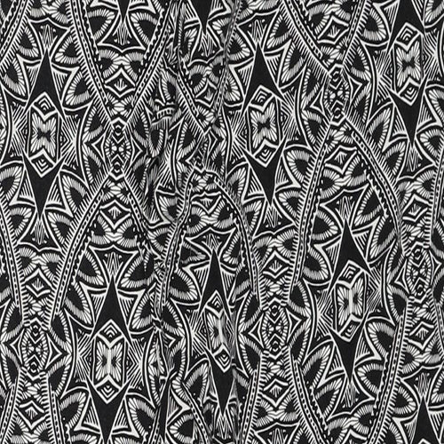 New Look Womens Black Geometric Polyester Trousers Size 10 Regular Drawstring