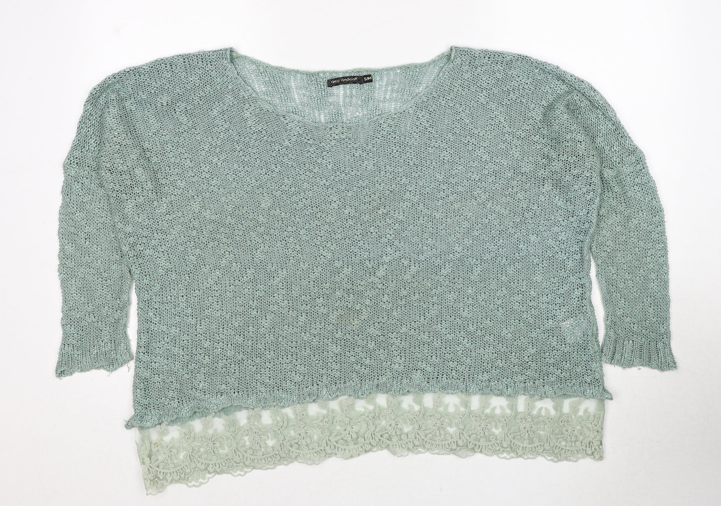 QED London Womens Green Round Neck Acrylic Pullover Jumper Size S