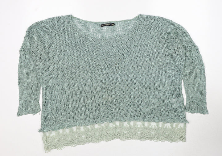 QED London Womens Green Round Neck Acrylic Pullover Jumper Size S
