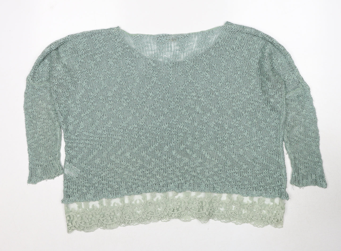 QED London Womens Green Round Neck Acrylic Pullover Jumper Size S