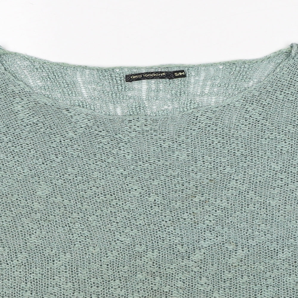 QED London Womens Green Round Neck Acrylic Pullover Jumper Size S