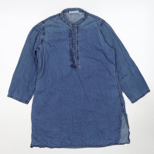 Westside Womens Blue Polyester Tunic Blouse Size S Round Neck