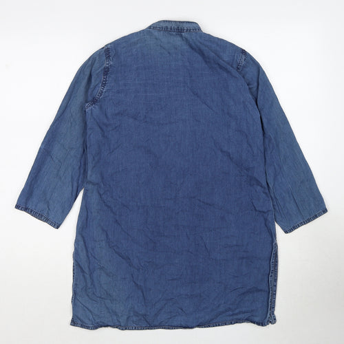 Westside Womens Blue Polyester Tunic Blouse Size S Round Neck