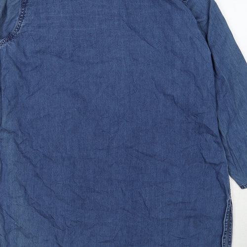 Westside Womens Blue Polyester Tunic Blouse Size S Round Neck