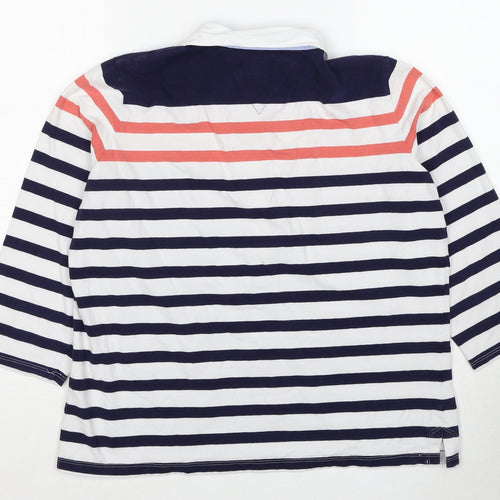 Lloyd's Womens Multicoloured Striped Cotton Basic Polo Size L Collared