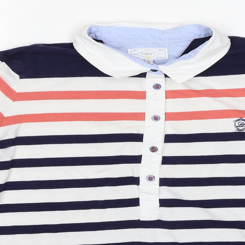 Lloyd's Womens Multicoloured Striped Cotton Basic Polo Size L Collared